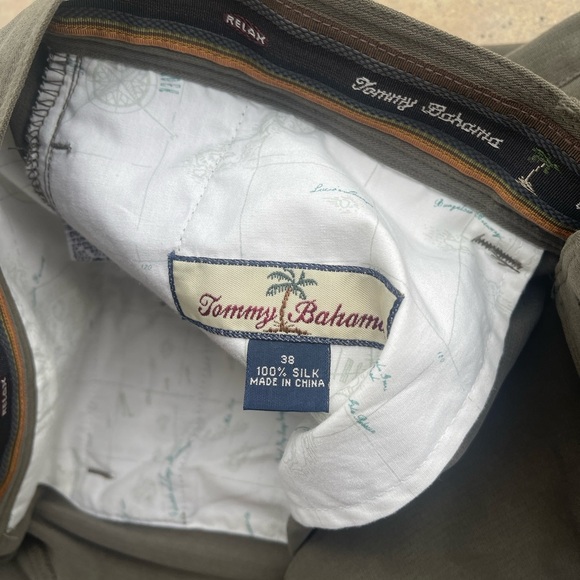 Tommy Bahama Shorts Mens 38 Green 100% Silk Relax Pleated Casual Vacation - Picture 4 of 6